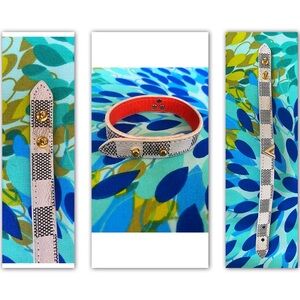 Stylish Black and White Checkered Bracelet with orange Interior